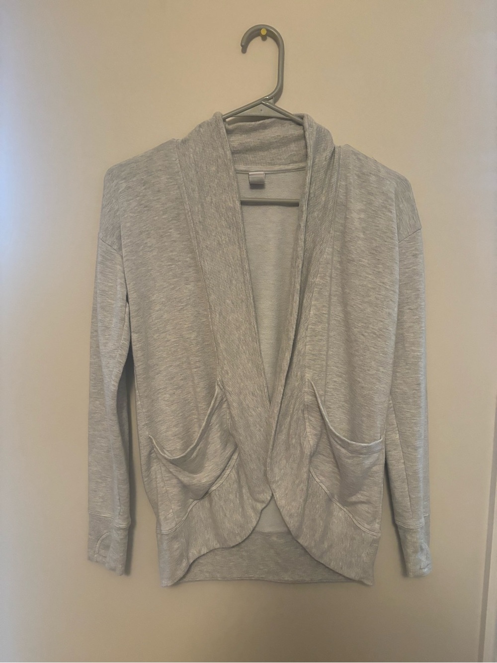 Athleta Light Gray Open-Front Draped Cardigan